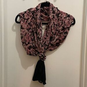 Scarf Long Pink Roses on Black